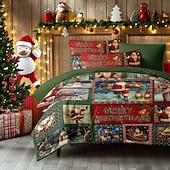 voordelige Kerstbeddegoed-Kerst dekbedovertrekset feestelijke vakantie kerst dekbedset compleet inclusief dekbedovertrek en kussenslopen perfect om seizoensgebonden vrolijkheid en comfort toe te voegen aan uw slaapkamerinrichting