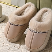 economico Pantofole da casa-pantofole pelose con suola spessa autunno&amp;amp;pantofole invernali in cotone per esterni con interno in caldo peluche spesso e confortevole per la casa
