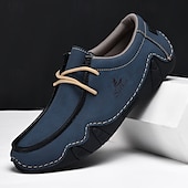 cheap Men&#039;s Slip-ons &amp; Loafers-Men&#039;s Green Casual Faux Leather Loafers with Brown Accents and Hand-Stitched Detailing – Lightweight Slip-On Moccasin Shoes for Outdoor and Everyday Wear