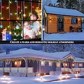 abordables Lumières d&#039;Halloween-Guirlande lumineuse pour rideaux d&#039;Halloween, 36 guirlandes lumineuses suspendues en forme de glaçons, 5 m, 216 LED, 8 modes d&#039;éclairage, pour Noël, mariage, fête, vacances, fenêtre, maison, mur,