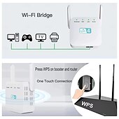 Недорогие Беспроводные маршрутизаторы-Усилитель Wi-Fi Усилитель Wi-Fi Расширитель диапазона Wi-Fi 300 Мбит/с Усилитель повторителя беспроводного сигнала 2,4 и 5 ГГц двухдиапазонный 4 антенны Полное покрытие 360 °