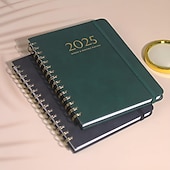 preiswerte Bürobedarf-2025 PU-Leder-Kalenderplaner-Notizbuch A5 mit losem Blatt, Wochenplaner, Gummiband-Notizbuch