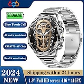 رخيصةأون الأساور الذكية-696 AK75 ساعة ذكية 1.85 بوصة سوار الذكية بلوتوث عداد الخطى تذكرة بالاتصال متتبع النوم متوافق مع Android iOS رجالي مكالمات بدون يد تذكرة بالرسالة تعقب الخطوة IPX-0 علبة ساعة 52 ملم