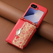 Недорогие Чехлы для Samsung-телефон Кейс для Назначение SSamsung Galaxy Z-флип 6 Кошелек для карт со стендом Магнитный с ремешком Ретро ТПУ Кожа PU