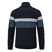 economico maglione pullover da uomo-Per uomo Pullover Maglione Maglioni con zip a un quarto Maglione lavorato a maglia A coste Maglia Standard Lavorato a maglia Vello Color Block Chiusura lampo quarto Di tendenza Essenziale Da tutti i