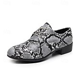 baratos Semi-formal-sapatos sociais masculinos com cadarço e estampa de cobra - sapatos oxford formais com padrão exótico para festas e eventos