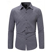 economico camicie da uomo no stiro-Per uomo Camicia Camicia elegante Camicia con Bottoni Plaid Matrimonio Feste Rosso Verde Grigio Manica Lunga Bavero Primavera &amp; Autunno Abbigliamento