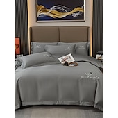economico Collezione d&#039;elite-Set copripiumino da 4 pezzi, 100% cotone biologico, tessuto morbido e traspirante, include copripiumino e federe per un sonno confortevole.