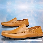 halpa Rento-miesten vapaa-ajan nahkahousut käsin ommeltuilla yksityiskohdilla – mukavat slip-on kengät ajamiseen, kävelyyn ja jokapäiväiseen käyttöön