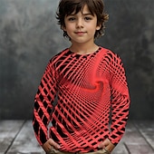billiga Pojkens 3D Vision &amp; Geometri-Pojkar 3D Grafisk Geometrisk T-shirt Långärmad Vår Höst Mode Grundläggande Barn 4-12 år Rund hals Utomhus Ledigt Dagligen Normal