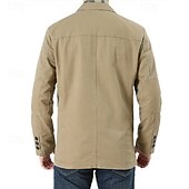 billige Blazere for menn-Herre Blazer Virksomhet Cocktailfest Bryllupsfest Mote Fritid Vår &amp; Vinter 100 % bomull Helfarge Knapp Lomme Bekvem Enkeltkneppet Blazer Svart Grønn Kakifarget
