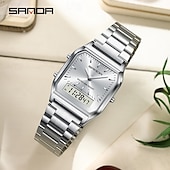 cheap Digital Watches-SANDA Men Digital Watch Fashion Casual Wristwatch Stopwatch Alarm Clock Date Week Waterproof Steel Watch