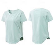 tanie Koszulki biegowe i topy-Damskie Běžecké tričko Krótki rękaw Tee Tshirt Codzienny Athleisure Solidne kolory Szybkie wysychanie Miękka Oddychający Trening w siłowni Chodzenie Jogging Odzież sportowa Odzież sportowa Morelowy