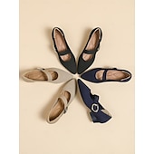 ieftine Block Heels-pantofi de damă din tricot Mary Jane cu curea cu cataramă – pantofi confortabili și eleganti cu toc joasă pentru ținute casual sau de birou