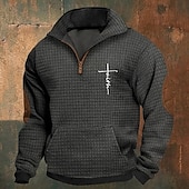 abordables Sweat-shirts basiques-Homme Sweat shirt Sweat-shirt quart de fermeture éclair Noir Gris Demi fermeture éclair Plein Sport &amp; Loisir du quotidien Vacances Vêtement de rue Frais Rétro Hiver Printemps &amp; Automne Vêtement Tenue