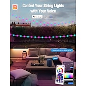 cheap Smart Lights-Elegant Wedding Reception Party Tuya WiFi Smart Bluetooth Colorful Ball String Light USB Powered 5-20M for Home Garden Decor