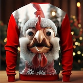billige Juledyreantrekk-Jul Herre 3D-utskrift 3D 3D-tegneseriefigur Gensere Genser Genser Langermet Genser Crew-hals 3D Morsom 3D-utskrift Jul Feriereise Fest Crewneck 3D-utskrift 3D Vinter Vår &amp; Vinter