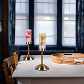 baratos Candeeiros de mesa-acrílico flor eterna candeeiro de mesa tri cor temperatura cor luz gradiente led criativo noite luz quarto lâmpada cabeceira atmosfera decoração ornamento aniversário presente usb 1pc