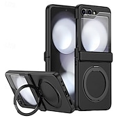 cheap Samsung Cases-Phone Case For Samsung Galaxy Z Flip 6 Z Flip 5 Z Flip 4 Z Flip 3 Back Cover with Stand Holder Magnetic Support Wireless Charging Retro TPU PC