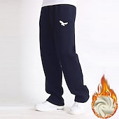 preiswerte Sweatpants-Herren Adler Jogginghose Jogger Thermohose Fleece-Jogginghose Elastischer Kordelzug in der Taille Brautkleider schlicht Alltagskleidung Tasche Hose mit geradem Bein Winter 3D-Druck Schwarz Dunkelblau