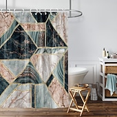 baratos Cortinas de Banho-Cortina de Chuveiro com Ganchos 180cm*180cm(70&quot;*70&quot;) Poliéster Lavável à Prova d&#039;Água com Padrão para Decoração de Banheira de Banheiro Mármore Abstrato