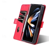 baratos Capa Samsung-telefone Capinha Para Dobra Z 7 Dobra Z 6 Z Fold 5 Z Fold 4 Z Fold 3 Capa traseira Com Suporte Magnética Slot para cartão Retro Couro PU