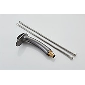 abordables Classiques-Robinet de lavabo de salle de bain cascade avec tuyau d&#039;alimentation, robinet de lavabo monotrou à poignée unique, mitigeur de lavabo à corps incliné commercial