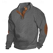 preiswerte Einfache Sweatshirts-Herren Sweatshirt Schwarz Weiß Armeegrün Khaki Grau Stehkragen Farbblock Patchwork Gerippt Strukturiert Sport &amp; Outdoor Täglich Ferien Polyester Strukturiert Streetwear Basic Lässig Frühling &amp; Herbst