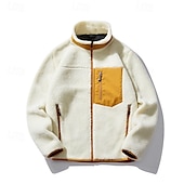 cheap Fleece &amp; 3 in 1 Jackets-Men&#039;s Hiking Jacket Hiking Fleece Jacket Winter Outdoor Patchwork Thermal Warm Fleece Lining Fleece Jackets Full Zip Climbing Camping / Hiking / Caving Traveling Cream Khaki