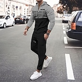 tanie podstawowe dresy-Męskie Bluza z Kapturem Dres Bluza Czarny Biały Królewski błękit Khaki Ciemnoszary Kaptur Pasek 2-częściowa Sport i turystyka Codzienny Święto Moda miejska Podstawowy Codzienny Wiosna i jesień Odzież