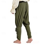 billiga Retro-Herr Bomullsbyxor Avsmalnande byxor Långbyxor Casual byxor Ficka Snörning Slät Komfort Andningsfunktion Fest Scen Helgdag Hawaiisk Boho ArmyGreen Svart