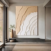 preiswerte Stillleben-Gemälde-handgemalte abstrakte braune Wellengemälde auf Leinwand, handgemachtes reich strukturiertes Acrylgemälde, moderne Wandkunst, handgemaltes Kunstwerk, Ölgemälde für Wohnzimmer-Wanddekoration