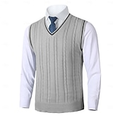 preiswerte Herrenpullover-Herren Pullunder Pullover Kleid Pullover Strickpullover Gerippt Gedrehtes Stricken Standard Strick Glatt V Ausschnitt warm halten Moderne zeitgenössische Freizeitskleidung Ausgehen Bekleidung Herbst