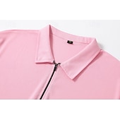 cheap Vacation-Men&#039;s Quarter Zip Polo Golf Shirt Daily Holiday Turndown Short Sleeve Fashion Basic Plain Spring &amp; Summer Regular Fit Light Blue Black White Pink Wine Navy Blue Quarter Zip Polo