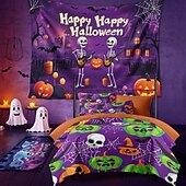 cheap Halloween Wall Tapestries-Halloween Decorations Blacklight Tapestry UV Reactive Glow in the Dark Glow Party Skulls Psychedelic Trippy Misty Hanging Tapestry Wall Art Mural for Living Room Bedroom Pumpkins