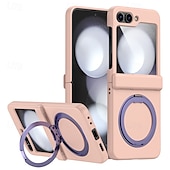 cheap Samsung Cases-Phone Case For Samsung Galaxy Z Flip 6 Z Flip 5 Z Flip 4 Z Flip 3 Back Cover with Stand Holder Magnetic Support Wireless Charging Retro TPU PC