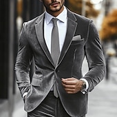 abordables Trajes formales-De los hombres Boda Ropa de fiesta de noche Trajes Gris Moda Diario Color sólido Estándar Juego de 2 piezas Recto 1 botón