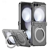 cheap Samsung Cases-Phone Case For Samsung Galaxy Z Flip 6 Z Flip 5 Z Flip 4 Z Flip 3 Back Cover with Stand Holder Magnetic Support Wireless Charging Retro TPU PC