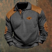 cheap Men&#039;s Vintage Polo-Men&#039;s Cow Cowboy Polo Shirts Pullover Long Sleeve Polo Shirts Collar Vintage Casual Outdoor Streetwear Buttons 3D Print Fall &amp; Winter Black