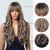 voordelige Synthetische trendy pruiken-Synthetische pruiken Uniformen carrière Kostuums Prinses Gekruld Golvend Middelste stuk Gelaagd kapsel Met pony Machinegemaakt Pruik 66.0 cm sepia Synthetisch haar Dames Cosplay Feest Modieus Bruin