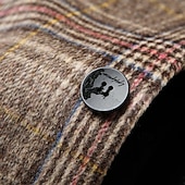 voordelige Trenchcoat voor heren-Voor heren Wollen jas Overjas Regenjas Lange trenchcoat Dagelijks Vakantie Herfst winter Polyester Thermisch Warm Winddicht bovenkleding Kleding Modieus Klassiek Ruitjes Zak Revers Enkele rij knopen