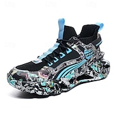 economico Sneakers Casual-sneakers alte da uomo con motivo graffiti – scarpe sportive streetwear colorate con chiusura con lacci, tomaia in mesh traspirante per abbigliamento casual e sportivo