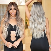 cheap Synthetic Trendy Wigs-Long Loose Curly Wig - Heat Resistant Synthetic Hair Middle Part Curtain Bangs Beginner Friendly Music Festival Inspired - Premium Quality Easy to S