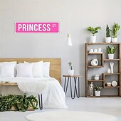 cheap Wall Accents-1PC Princess St Pink Metal Tin Sign 16 X 4 Inch Funny Signs For Dorm Teen Room Decor Aesthetic Room Decor Cute Room Decor For Teen Girls
