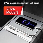 levne Nabíječky do auta-inteligentní dokovací stanice do auta typ-c pd 27w rychlá nabíječka usb extender dokovací stanice napájený splitter pro tesla model 3