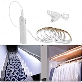 cheap USB Strip Lights-Motion Sensor LED Light Strip 1-2.5 Meters, Rechargeable Battery Box, Indoor Motion-Activated Light for Wardrobes, Stairs, Cabinets, Counters, and Beds (Batteries Not Included)