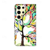 お買い得  サムスン用ケース-電話 ケース 用途 S24 Ultra S24 Plus S24 S23 S23 Ultra S22 S22 プラス ウルトラ S21 Ultra S21 FE S21 バックカバー スタンド付き 耐衝撃 レトロ風 PUレザー