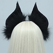 abordables Accessoires de coiffure-oreilles de chat chauve-souris en fausse fourrure bandeaux mignon déguisement d&#039;halloween cosplay costume fait à la main animal oreilles en fourrure cerceau de cheveux femmes