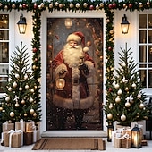 baratos Capas para portas de Natal-decorações de porta de natal capas de porta natal papai noel em pé porta tapeçaria cortina de porta decoração pano de fundo porta banner para porta da frente fazenda festa de fim de ano decoração