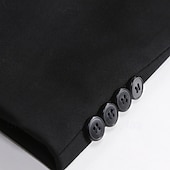 cheap Men&#039;s Blazers-Men&#039;s Graduation Blazer Business Cocktail Party Wedding Party Fashion Casual Spring &amp;  Fall Polyester Color Block Buttons Pocket Comfortable Single Breasted Blazer Black